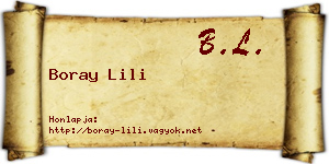 Boray Lili névjegykártya